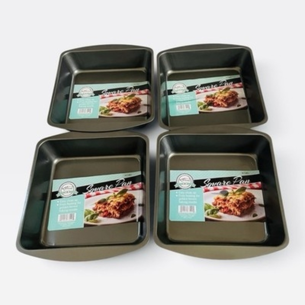 Bake Ware Nonstick Square Metal Baking Pans Set of 4 New